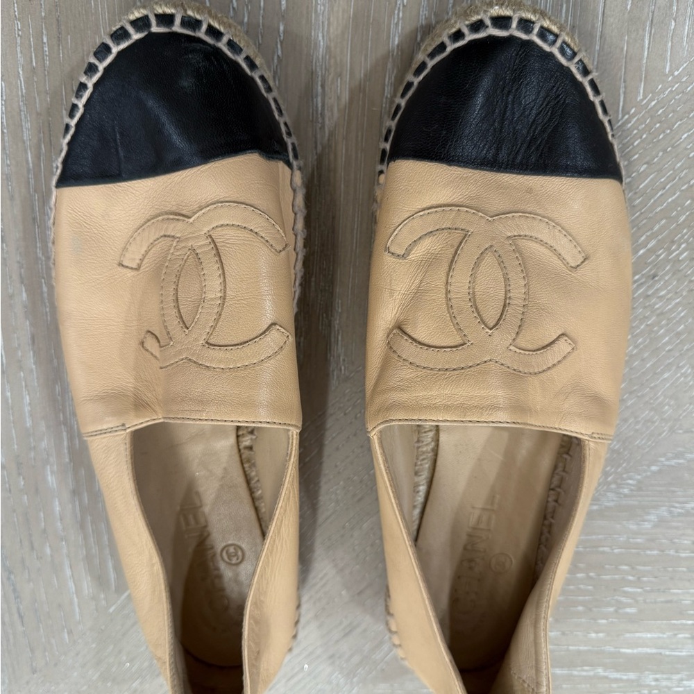Chanel Black and Tan Espadrilles